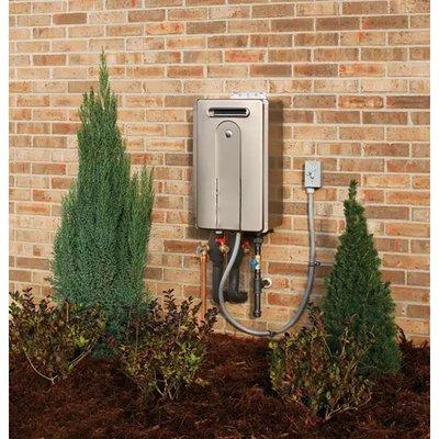 Exterior tankless water heater installation