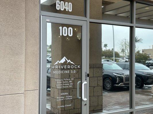 Front Door of Thriverock Medicine 3.0 Dr Lonnie Empey, Dr Nizar Salem