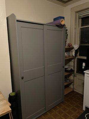 HAUGA Wardrobe with sliding doors, gray46 1/2x21 5/8x78 3/8 "