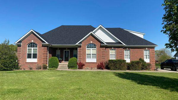 Roof replacement with Owens Corning Duration, Onyx Black shingles.