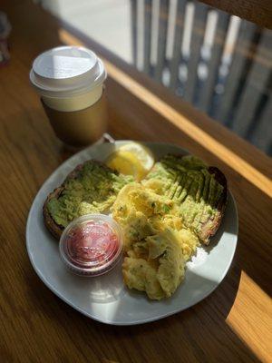 Friend ordered scrambled eggs and avocado toast - nothing to phone home about. Literally just avocado on their bread.