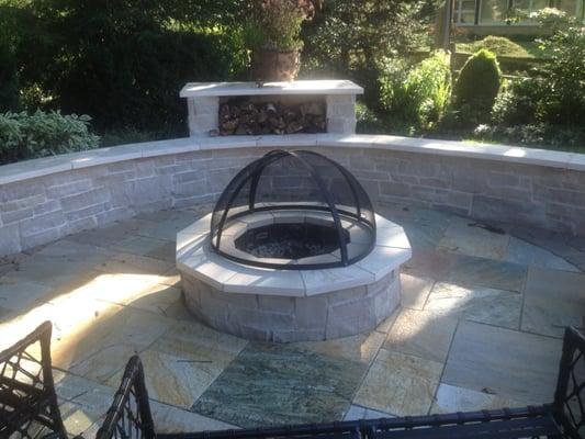 Stone firepit/seatwall