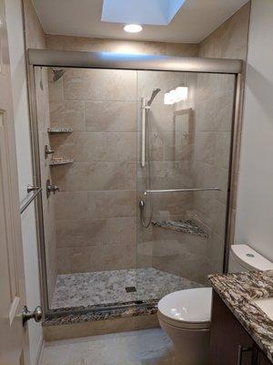 Lots of luxury packed in a 5'x8' bath makeover