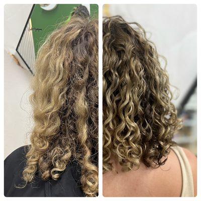 Before and after curly haircut