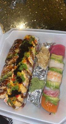 Tod roll dragon roll and rainbow roll