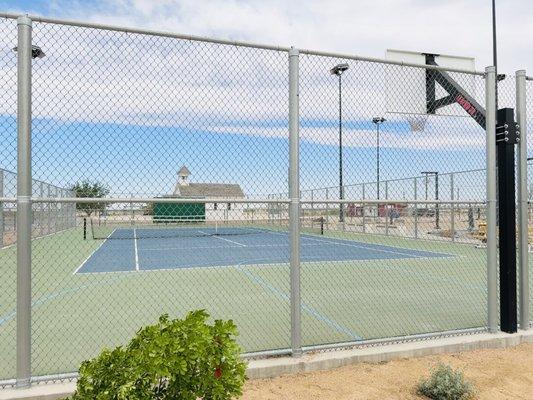 Tennis courts and basketball