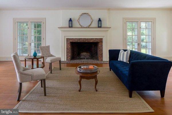 Living room staging in Haverford, PA.