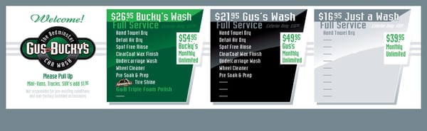 New menu with unlimited packages!  Wash your car every day