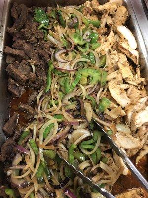 Grilled steak and chicken fajitas