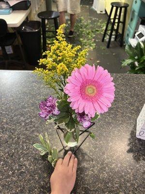 Custom bouquet featuring my 4 y/o's hand