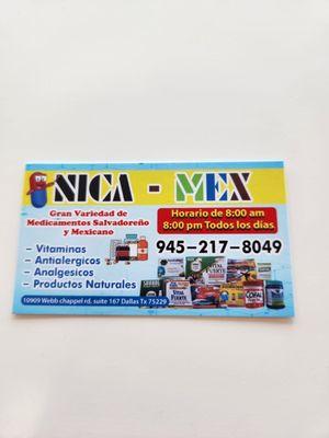 Tarjeta Publicitaria de NICA-MEX