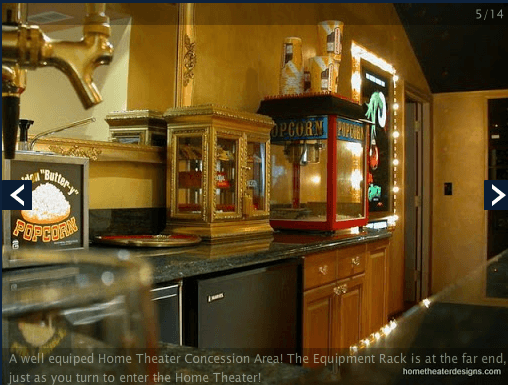 A well equipped Home Theater Concession Area! The Equipment Rack is a the far end, just as you turn to enter the Home Theater!