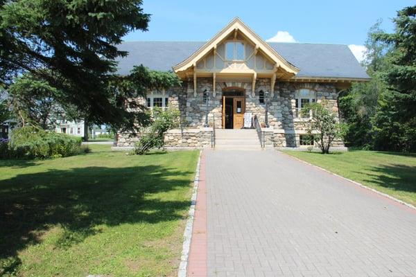 The front entrance to the beautiful stone library