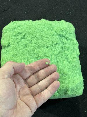 Foam blocks are shedding micro-foam particles.