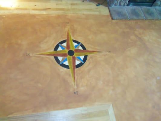 Stained Floor with Nautical Compass, John's Cement,MI.