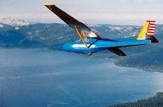 Glider flying over Lake Tahoe