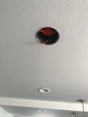 Fixture fell from ceiling.