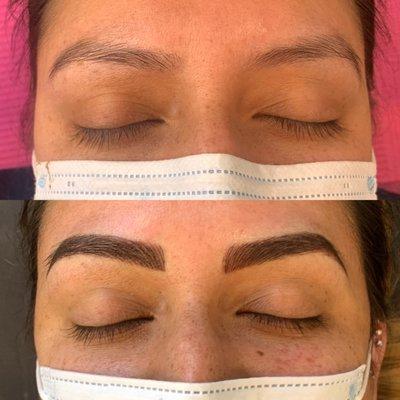 Before and after combination brows