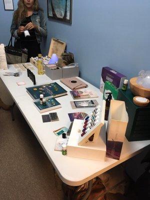 Aromatherapy table at the event.