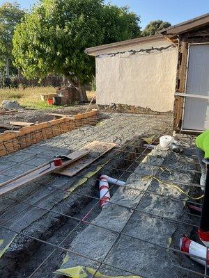 Rebar and plumbing ready for concrete slab