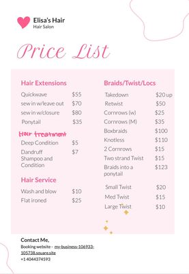 Price list