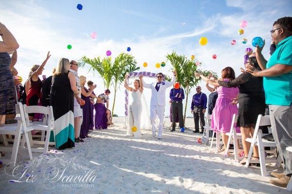 Beach Balls at their ceremony sendoff - Liz Scavilla Photography