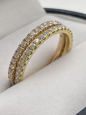 Rose and yellow gold eternity bands to stack with other rings