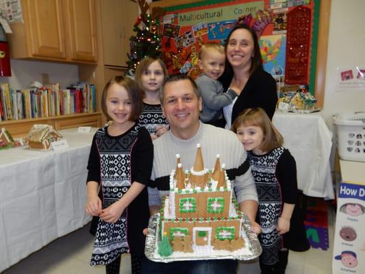 Families and Teachers create beautiful Gingerbread Houses