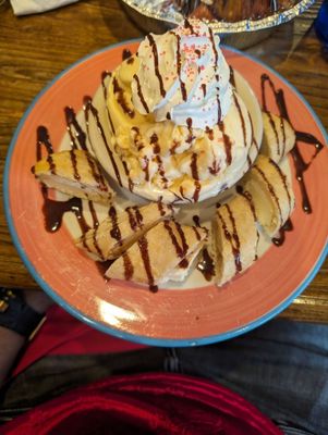 Cheesecake chimichanga with ice cream