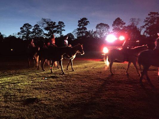 Banshee Ranch Drill Team practicing desensitization drill with the local Montgomery, TX fire department providing lights and sirens.