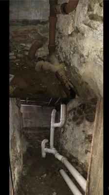 Before and after Replacement of main storm and sanitary drain lines