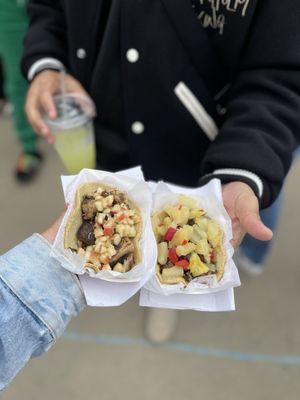 Jerk pork and jerk chicken tacos