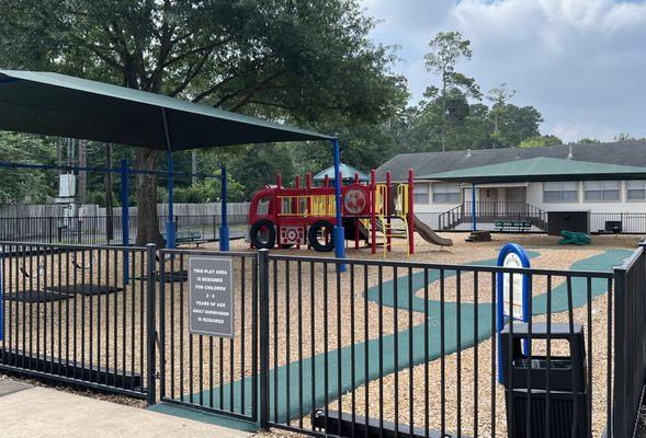 Preschool playground with riding track