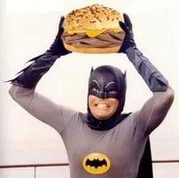 this is batman holding a burger