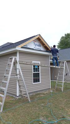 Finishing up the facia and soffit.