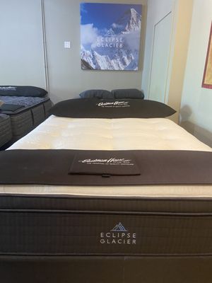 The NEW Eclipse Glacier Latex features, 40% natural Talalay latex, hand tufting, and a cooling cover. Introductory offer $1395 for a queen.