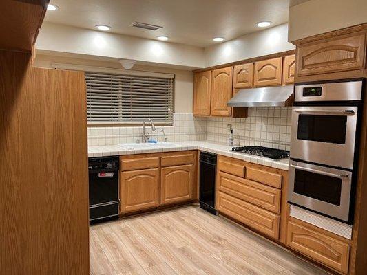 This is what our kitchen looked like after the leak was stopped and mitigated