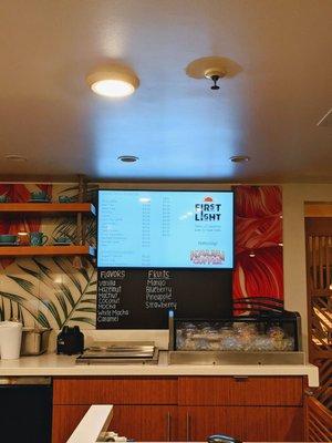 First Light Menu and Cash Register