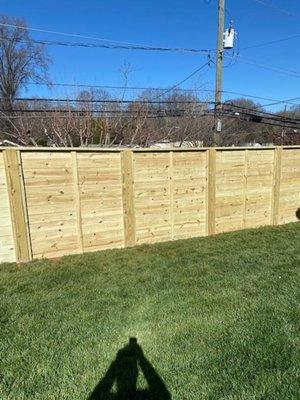 Horizontal privacy fence built with 6x6 post