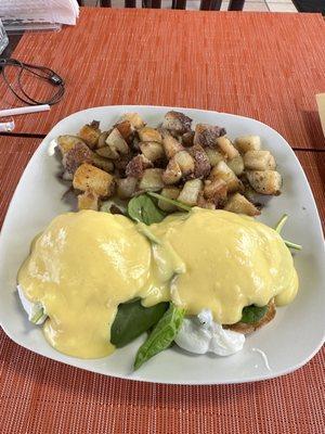 Eggs Benedict with Spinach and Tomatoes