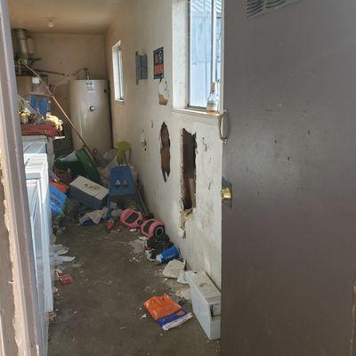 Laundry room in apartment they manage at 6820 7th Ave in Rio Linda