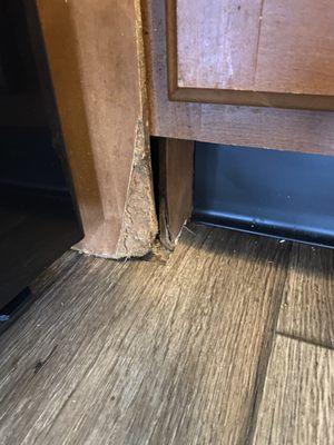 Wood damage in kitchen