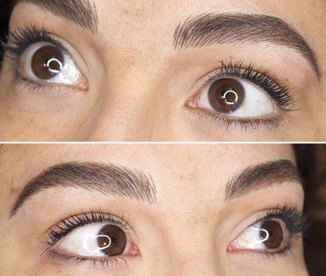 Microblading Micro feathering to fill in sparse eyebrows