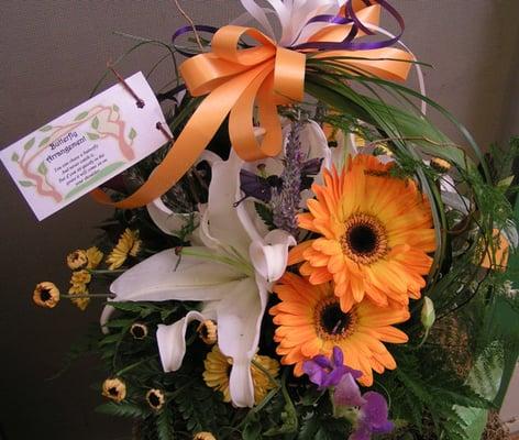 One of our signature designs-the butterfly garden basket with poem tag.