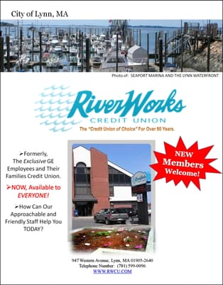 River Works Credit Union-Formerly a General Electric exclusive Credit Union NOW Available to All!