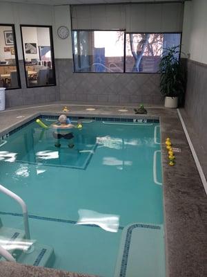 Aquatic Therapy pool 94 degrees, each session with licensed therapist, 4'6" to 7' depths. Control pain, lose weight, prevent falls & more!