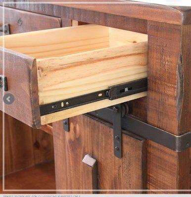 Our furniture have nostly finished out drawers with metal slides and dovetail joints.