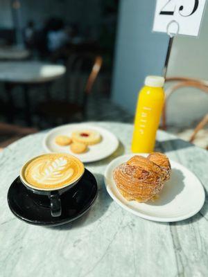 Cappuccino, Morning Bun, Fresh OJ, Nutella Cookies