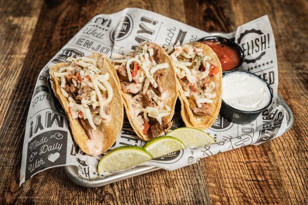 Dive into a world of explosive flavors with our Trio of Tacos at Twisted Pin!  Get ready to tantalize your taste buds ...