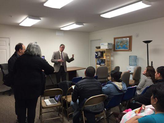 Andres Mejer presenting to Monmouth CCYC about immigration laws and what's going on under new administration! Thank you Andres!